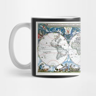 World map wall art 1690 dorm decor mappemonde Art Print Mug